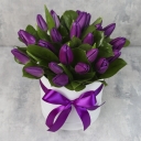 Тюльпаны фиолетовые в шляпной коробке 2