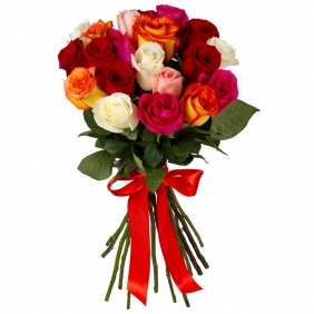 9 разноцветных роз - Розы (средние 55-60 см)