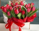 Красные тюльпаны в сумочке 