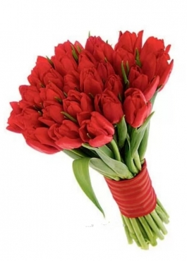  Букет из 25 красных  тюльпанов  - Тюльпаны