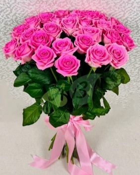 Розы (средние- 60 см) - Букет из  розовых  роз 25шт