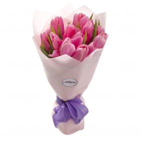 Розовые тюльпаны 11 шт - Тюльпаны