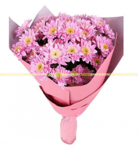Букет из розовой (сиреневой) хризантемы фото 1