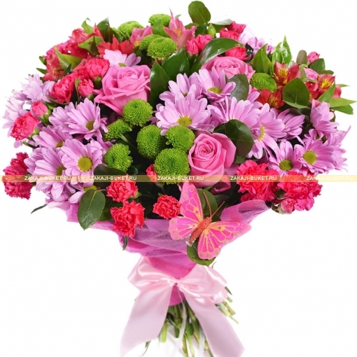 Букет из хризантем ,альстромерии ,роз фото 1