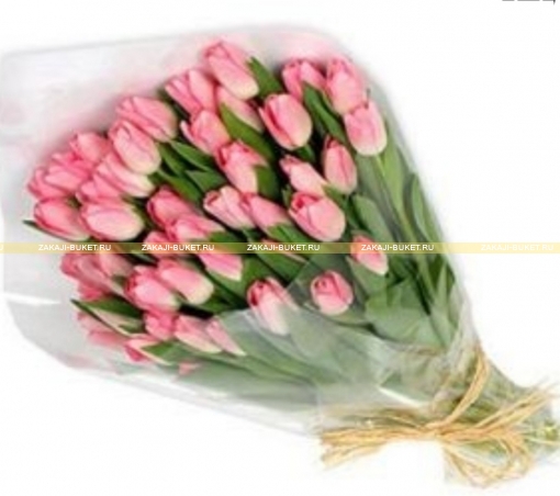 Тюльпаны розовые 35 шт фото 1